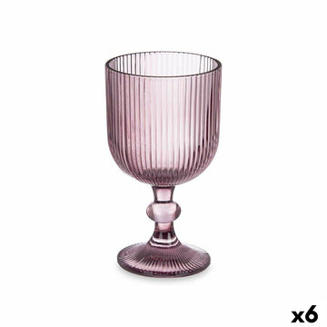 Glas Streifen Rosa 370 ml (6 Stück)