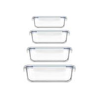 Lunchbox-Set Durchsichtig Silikon Borosilikatglas (4 Stück)