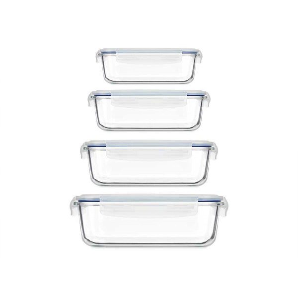 Lunchbox-Set Durchsichtig Silikon Borosilikatglas (4 Stück)