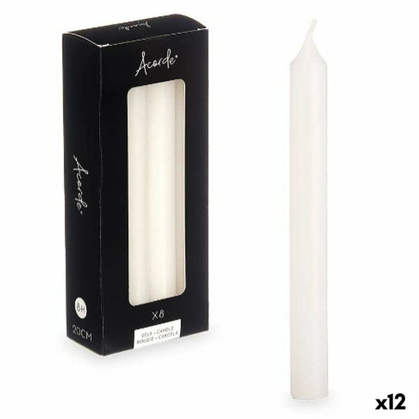 Kerzen-Set Acorde Weiß 2 x 2 x 20 cm 8,5 x 21 x 4,5 cm (12 Stück)