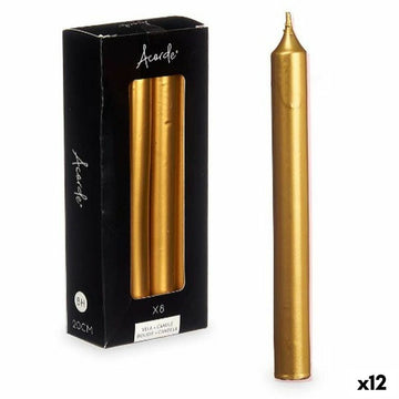 Kerzen-Set Acorde Gold 2 x 2 x 20 cm 8,5 x 21 x 4,5 cm (12 Stück)
