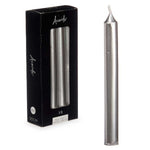 Kerzen-Set Acorde Silberfarben 2 x 2 x 20 cm 8,5 x 20,5 x 4,5 cm 9 x 21 x 4,5 cm (12 Stück)