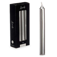 Kerzen-Set Acorde Silberfarben 2 x 2 x 20 cm 8,5 x 20,5 x 4,5 cm 9 x 21 x 4,5 cm (12 Stück)