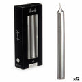 Kerzen-Set Acorde Silberfarben 2 x 2 x 20 cm 8,5 x 20,5 x 4,5 cm 9 x 21 x 4,5 cm (12 Stück)