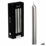 Kerzen-Set Acorde Silberfarben 2 x 2 x 20 cm 8,5 x 20,5 x 4,5 cm 9 x 21 x 4,5 cm (12 Stück)