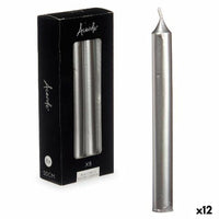 Kerzen-Set Acorde Silberfarben 2 x 2 x 20 cm 8,5 x 20,5 x 4,5 cm 9 x 21 x 4,5 cm (12 Stück)