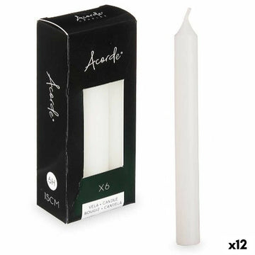 Kerzen-Set Acorde Weiß 2 x 2 x 15 cm 6 x 15 x 4 cm (12 Stück)