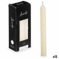 Kerzen-Set Acorde Creme 2 x 2 x 15 cm 6 x 15 x 4 cm (12 Stück)