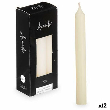Kerzen-Set Acorde Creme 2 x 2 x 15 cm 6 x 15 x 4 cm (12 Stück)