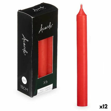 Kerzen-Set Acorde Rot 2 x 2 x 15 cm 6 x 15 x 4 cm (12 Stück)