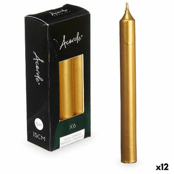Kerzen-Set Acorde Gold 2 x 2 x 15 cm 6 x 15 x 4 cm (12 Stück)