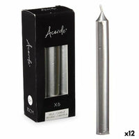 Kerzen-Set Acorde Silberfarben 2 x 2 x 15 cm 6 x 15 x 4 cm (12 Stück)