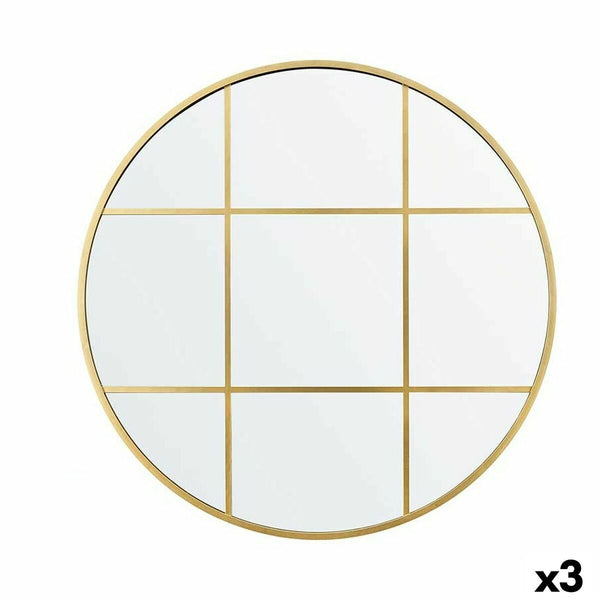 Wandspiegel KM1371-G Gold Fenster 80 x 80 x 3 cm Kreis (3 Stück)