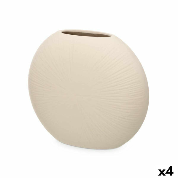 Vase Gift Decor Beige aus Keramik kreisförmig 29 x 26 x 11 cm (4 Stück)