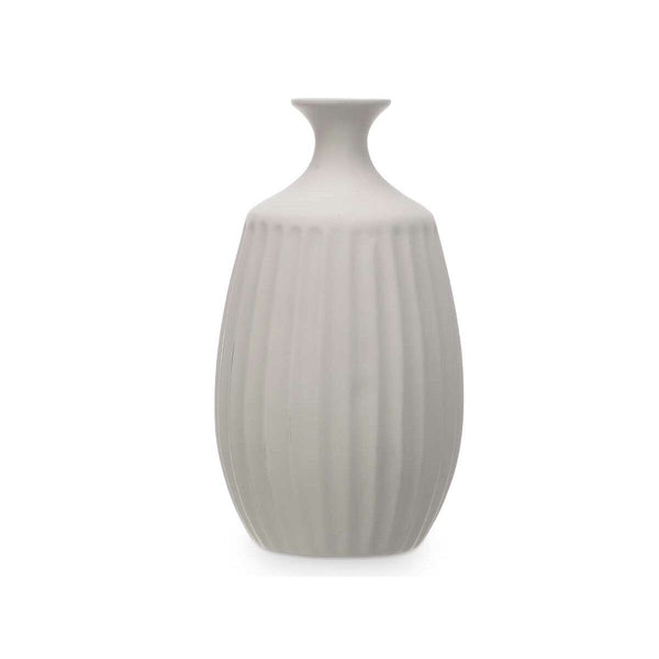 Vase Gift Decor Grau aus Keramik Streifen 21 x 39 x 21 cm (2 Stück)