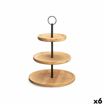 Obstschale Kinvara Schwarz natürlich Metall Bambus 25 x 37 x 25 cm (6 Stück)