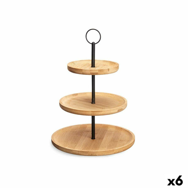 Obstschale Kinvara Schwarz natürlich Metall Bambus 25 x 37 x 25 cm (6 Stück)