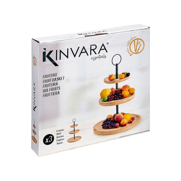 Obstschale Kinvara Schwarz natürlich Metall Bambus 25 x 37 x 25 cm (6 Stück)