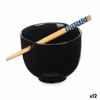 Schüssel Kinvara Schwarz Bambus Porzellan 24 x 10,7 x 13,3 cm Zahnstocher asiatico/oriental (12 Stück)