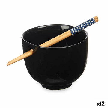 Schüssel Kinvara Schwarz Bambus Porzellan 24 x 10,7 x 13,3 cm Zahnstocher asiatico/oriental (12 Stück)
