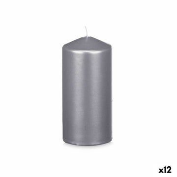 Kerze Acorde Silberfarben 7 x 15,5 x 7 cm (12 Stück)