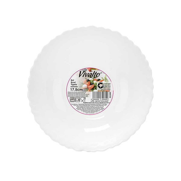 Kochschüssel Vivalto LSLW-70 Weiß Opalglas 17,5 x 5,5 x 17,5 cm (24 Stück)