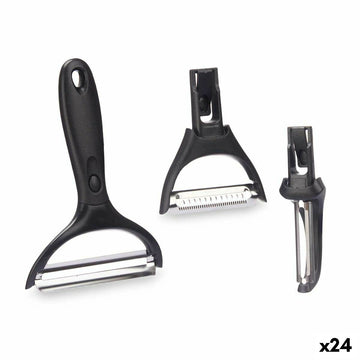 Schäler-Set Kinvara Metall Edelstahl Polypropylen ABS 14,5 x 22 x 2,5 cm Austauschbare Aufsätze 3 Stücke (24 Stück)