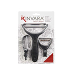 Schäler-Set Kinvara Metall Edelstahl Polypropylen ABS 14,5 x 22 x 2,5 cm Austauschbare Aufsätze 3 Stücke (24 Stück)