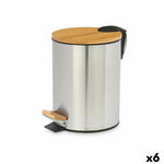 Papierkorb mit Pedal Berilo B0353S-3L Braun Silberfarben Bambus Edelstahl 3 L (6 Stück)