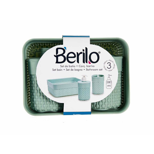Badezimmer Set Berilo PP-107-3 grün Kunststoff (12 Stück)