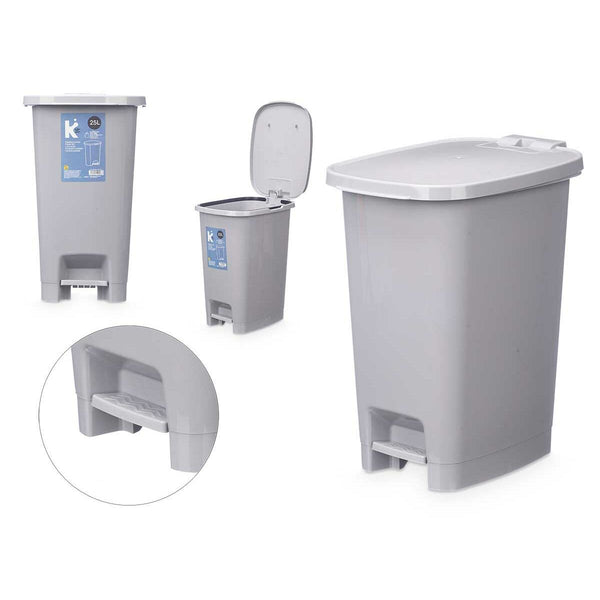 Papierkorb mit Pedal Grau Kunststoff 25 L (6 Stück)