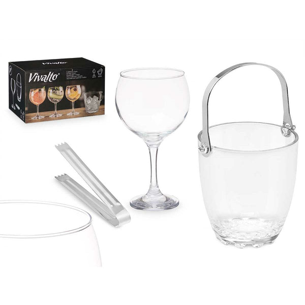 Eiskübel Vivalto 11444 11444 Durchsichtig Metall Kristall 14,5 x 12 x 12,5 cm 4x (10,5 x 20 cm) 36 x 21,5 x 23,5 cm Gläser (2 St