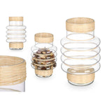 Kerzenschale Gift Decor Durchsichtig natürlich Glas Rattan 18 x 30 x 18 cm (6 Stück)