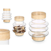 Kerzenschale Gift Decor Durchsichtig natürlich Glas Rattan 18 x 24 x 18 cm (6 Stück)