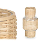 Kerzenschale Gift Decor Durchsichtig natürlich Glas Rattan 15,5 x 31 x 15,5 cm (6 Stück)