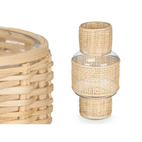 Kerzenschale Gift Decor Durchsichtig natürlich Glas Rattan 15,5 x 31 x 15,5 cm (6 Stück)