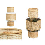Kerzenschale Gift Decor Durchsichtig natürlich Glas Rattan 15,5 x 31 x 15,5 cm (6 Stück)