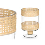 Kerzenschale Gift Decor Durchsichtig natürlich Glas Rattan 15,5 x 24 x 15,5 cm (6 Stück)