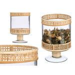 Kerzenschale Gift Decor Durchsichtig natürlich Glas Rattan 15,5 x 24 x 15,5 cm (6 Stück)