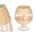 Kerzenschale Gift Decor Durchsichtig natürlich Glas Rattan 18 x 22 x 18 cm (6 Stück)