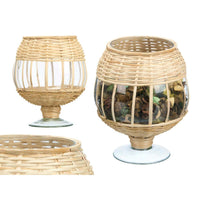 Kerzenschale Gift Decor Durchsichtig natürlich Glas Rattan 18 x 22 x 18 cm (6 Stück)
