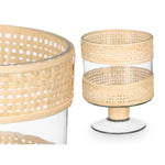 Kerzenschale Gift Decor Durchsichtig natürlich Glas Rattan 15 x 20 x 15 cm (6 Stück)