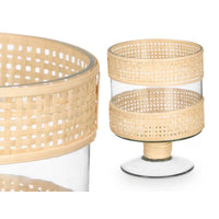 Kerzenschale Gift Decor Durchsichtig natürlich Glas Rattan 15 x 20 x 15 cm (6 Stück)