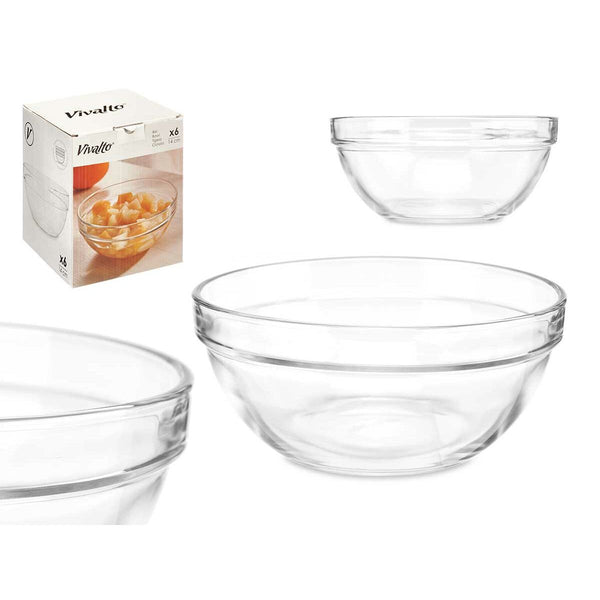 Rührschüssel Vivalto 76760 76760 Durchsichtig Glas 14 x 6,5 x 14 cm 6 Stück