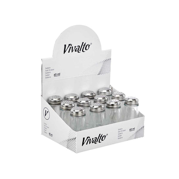 Salzstreuer Vivalto YHP-SZ24/DH12 YHP-SZ24/DH12 Durchsichtig Metall Glas 5,5 x 10,5 x 5,5 cm (12 Stück)