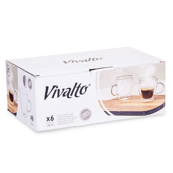 Tasse Kaffee und Tee Vivalto OCT-DG2397 OCT-DG2397 Durchsichtig Borosilikatglas 140 ml (6 Stück)