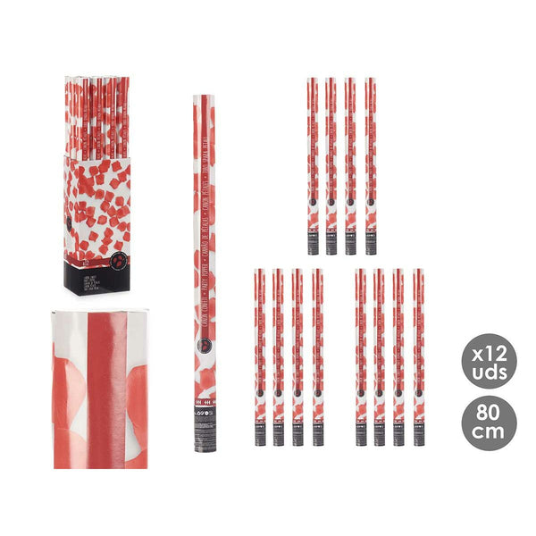 Konfettikanone Rot Papier Pappe Kunststoff 5 x 79 x 5 cm (12 Stück)