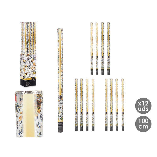 Konfettikanone Bunt Papier Pappe Kunststoff 5 x 99 x 5 cm (12 Stück)