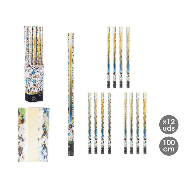 Konfettikanone Bunt Papier Pappe Kunststoff 5 x 98,5 x 5 cm (12 Stück)