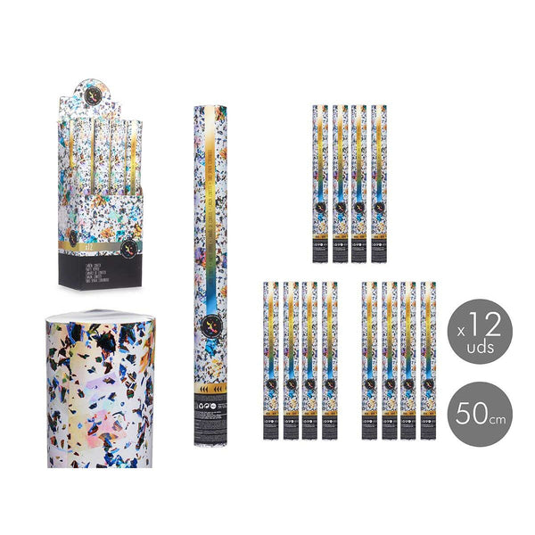 Konfettikanone XZY99A-50 Bunt Papier Pappe Kunststoff 5 x 49 x 5 cm (12 Stück)